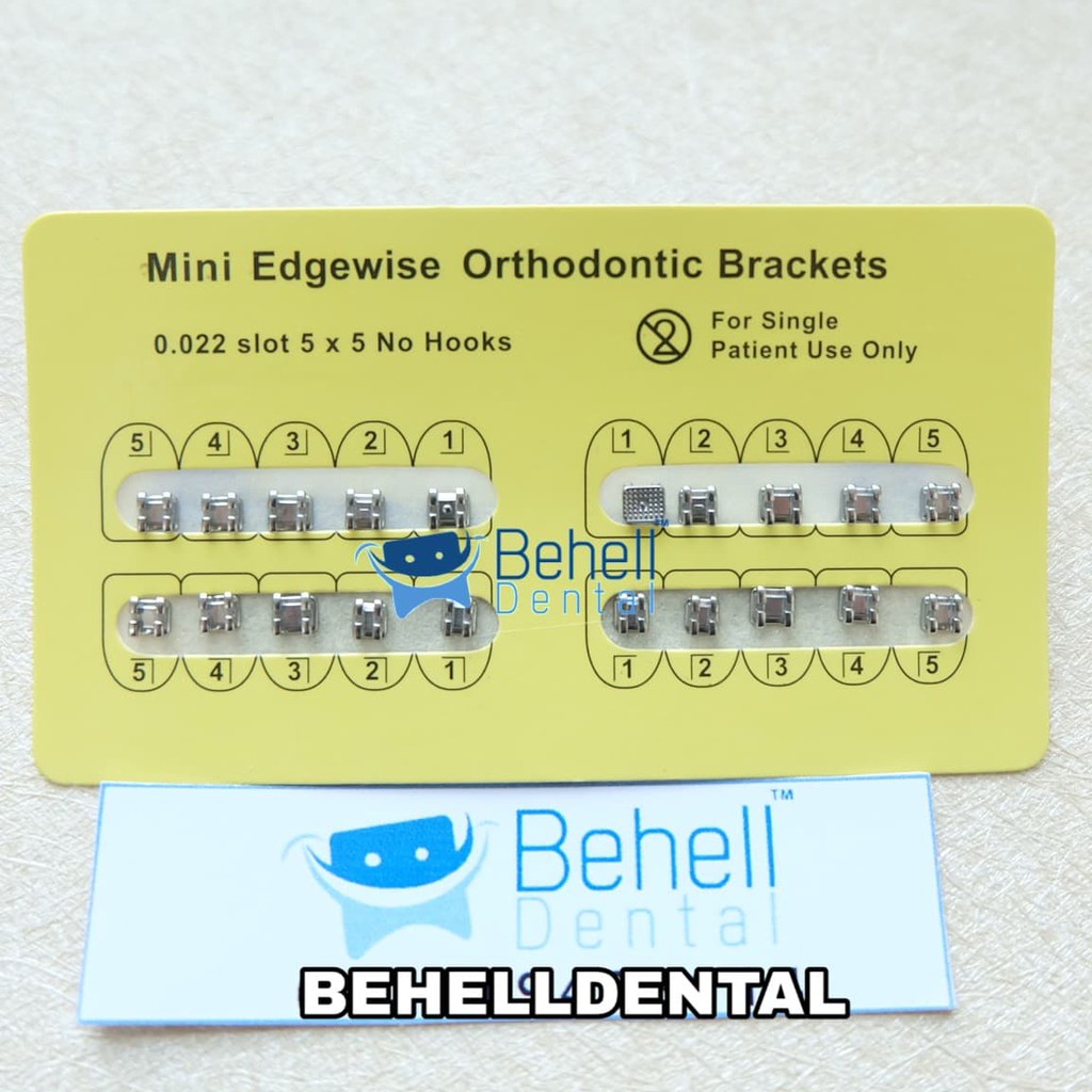 BRACKET BEHEL GIGI METAL AMPLOP YELLOW KUNING ORIGINAL - Kawat Dental Untuk Perbaikan Gigi - Mini Edgewise 0.22 Slot bukan Roth