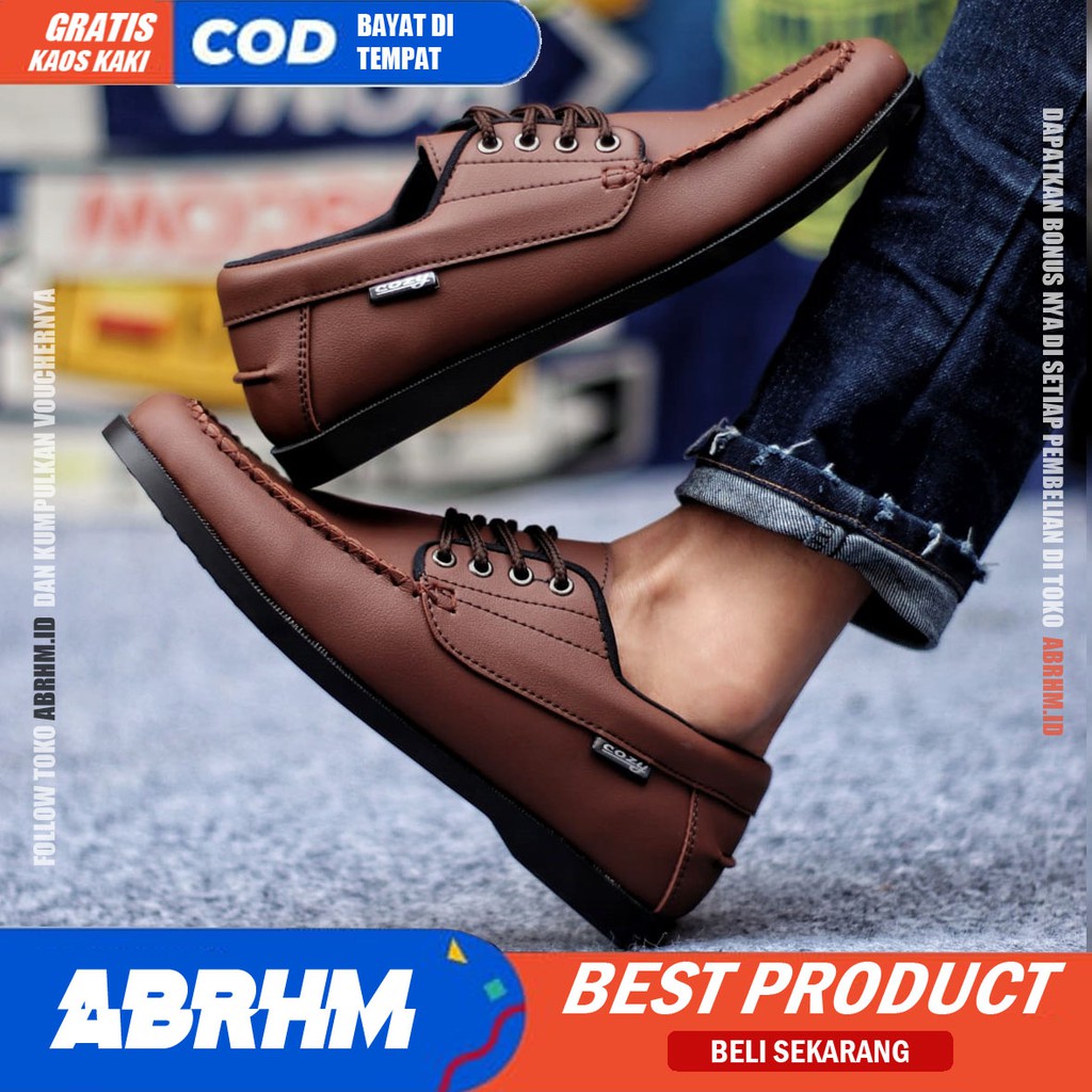 ABRHM X MONZ Sepatu Kasual Pria Sepatu Pria Casual Kulit Pu Sepatu Kerja Cowo/Cowok Ori Santai SepatuSemi Formal Kuliah Kondangan Gaya keren Kekinian Murah Terlaris