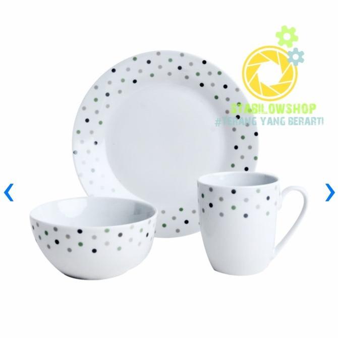 *$*$*$*$] Delicia Perlengkapan Makan piring porcelain dinner Set 12 pcs Dot