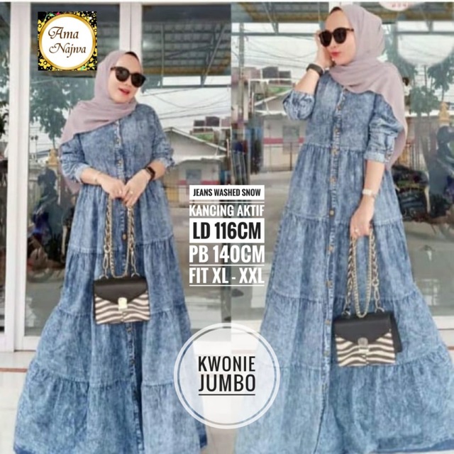 Jeans washed snow / knonie jumbo / dress muslim by ama najwa