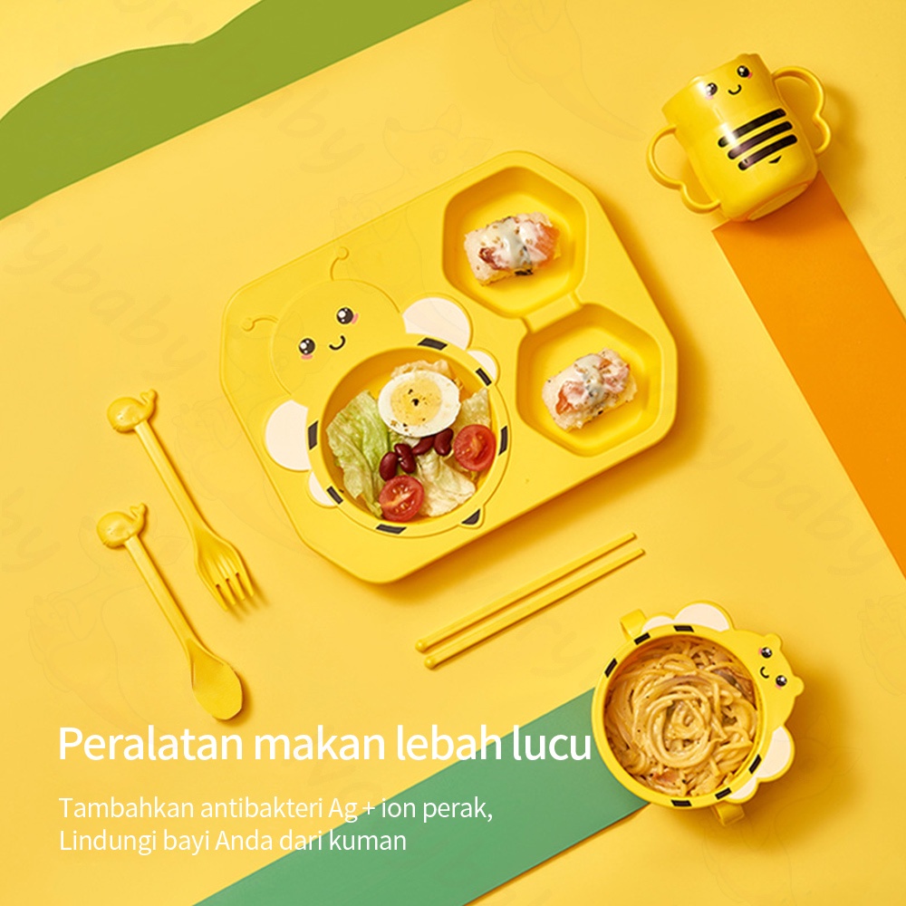 Ivorybaby Feeding set bayi motif lebah lucu BPA free peralatan makan bayi