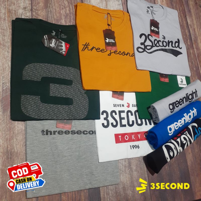 KAOS THREE SECOND BM ORIGINAL T-SHIRT KAOS 3SECOND PRIA BAJU DISTRO COWOK MURAH KEREN TREESECOND