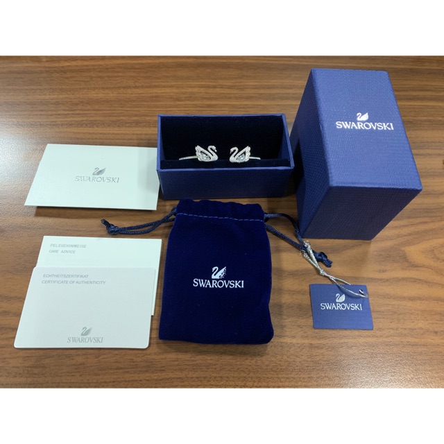 NBU Swarovski Dancing Swan Bangle/Gelang Rhodium Plated