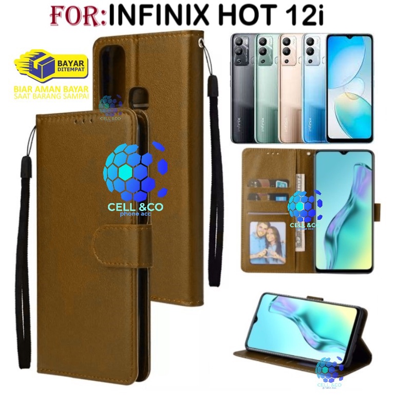 NEW INFINIX HOT 12i CASE FLIP LEATHER WALLET PREMIUM FLIP CASE BUKA TUTUP KESING HP CASING FLIP CASE WALLET INFINIX HOT 12i TERBARU