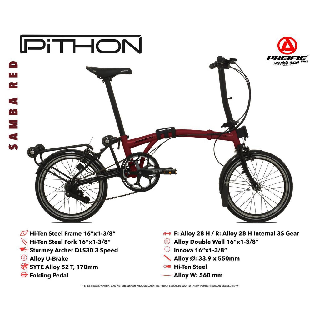 Sepeda Lipat Pacific PITHON 16 Folding Bike