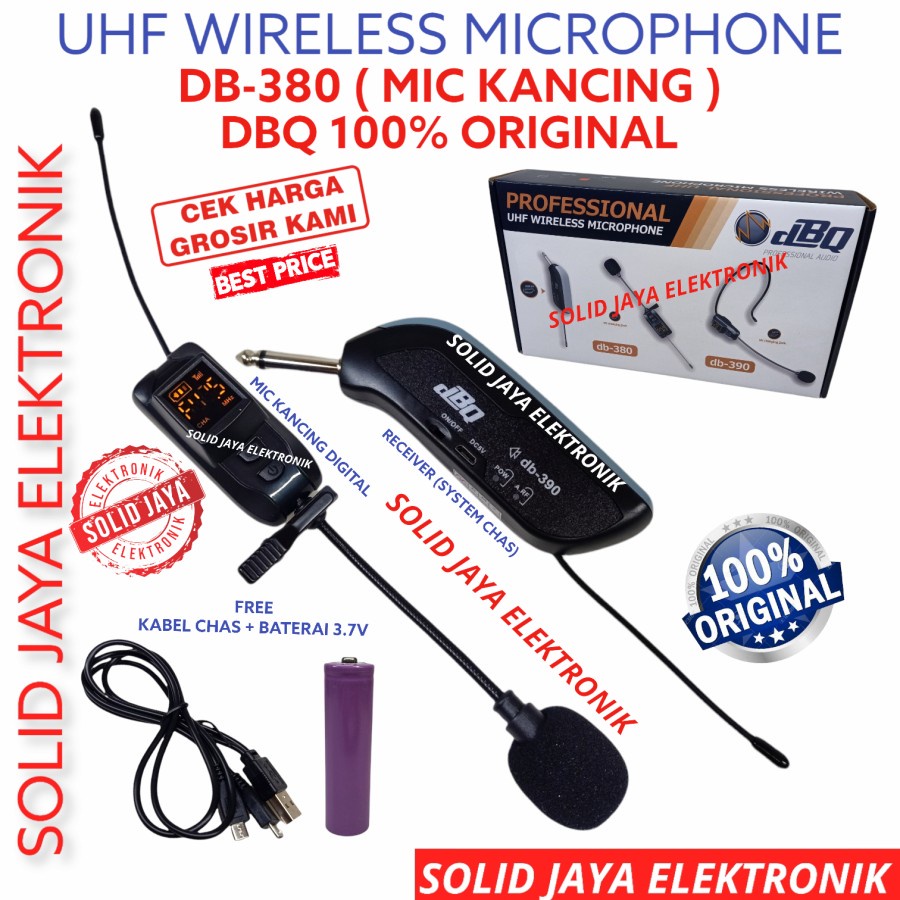 MIC MICROPHONE DBQ DB-380 WIRELESS DB380 DB380 KANCING JEPIT BAJU KLIP ON CLIP WIRELES CHAS MIK MIKROPON MIKROPONE UHF TANPA KABEL WAIRLES DBQ ORI ASLI ORIGINAL