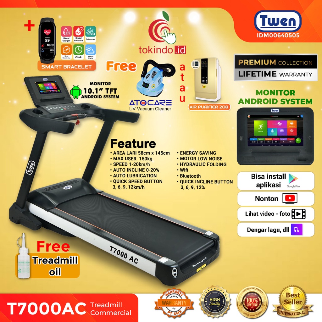 TWEN T7000AC Commercial Treadmill Komersial Treadmil Treadmill Elektrik Treadmill Listrik