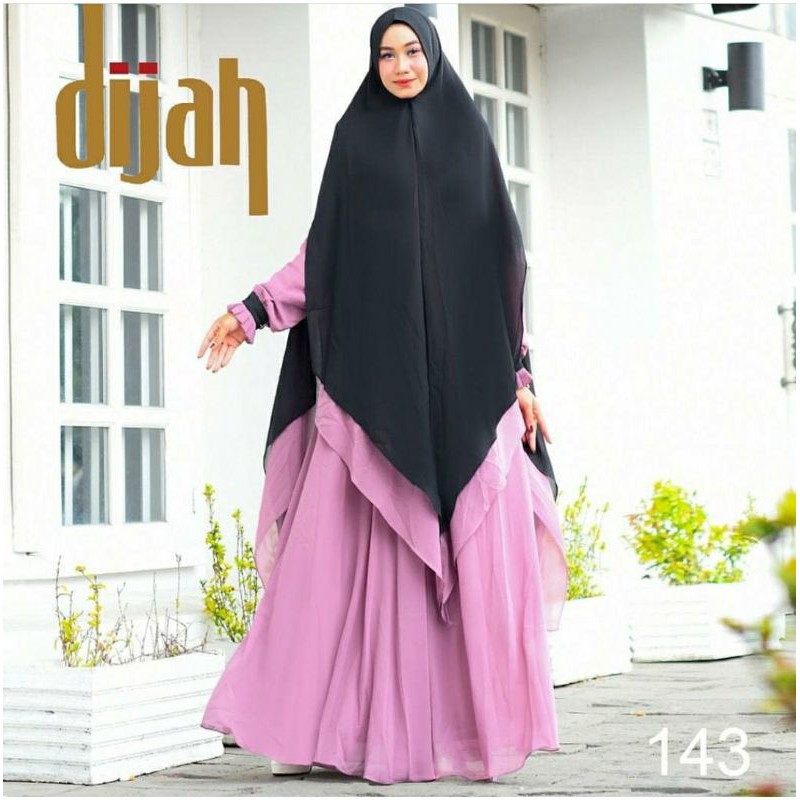 GAMIS SYARI KHIMAR LEBAR POLOS  DIJAH KODE 143