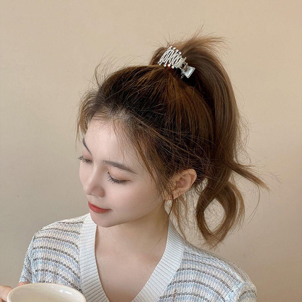 Agustina Mutiara Rambut Cakar Jepit Rambut Temperamen Sederhana Wanita Hiu Klip Hiasan Kepala Ponytail Holder Berlian Hiasan Kepala Gaya Korea Hair Clip