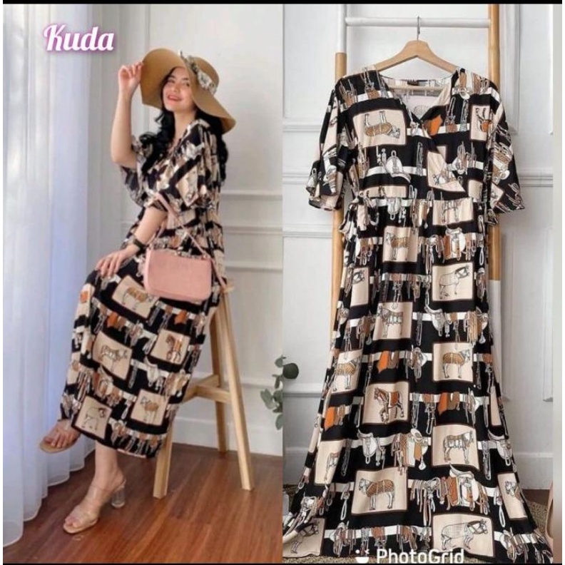 Daster Panjang Longdress Kimono KAREEN DREES VIRAL KEKINIAN Bahan Rayon premium Halus Adem