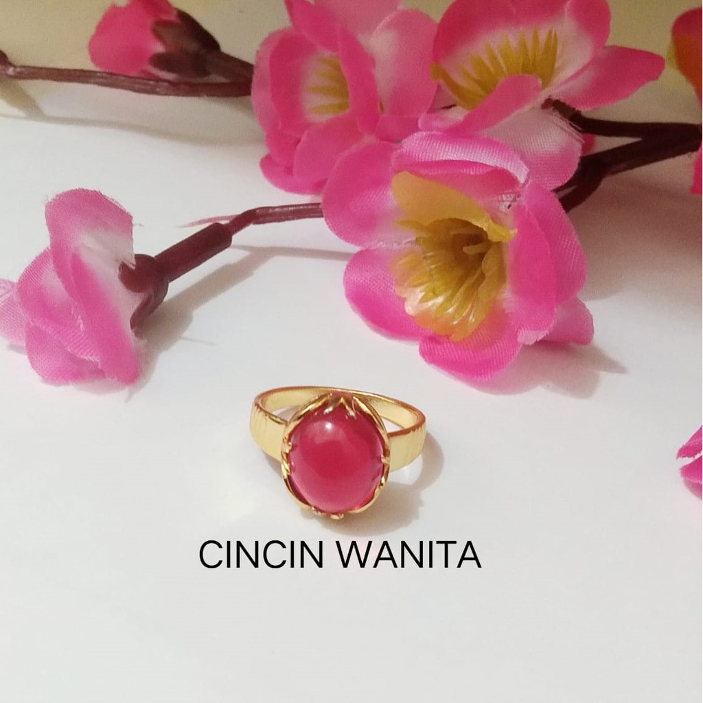 Kenten Acc - Cincin Emas Perhiasan Wanita Fashion Harian Batu Ruby Merah / Cincin Dewasa C-2