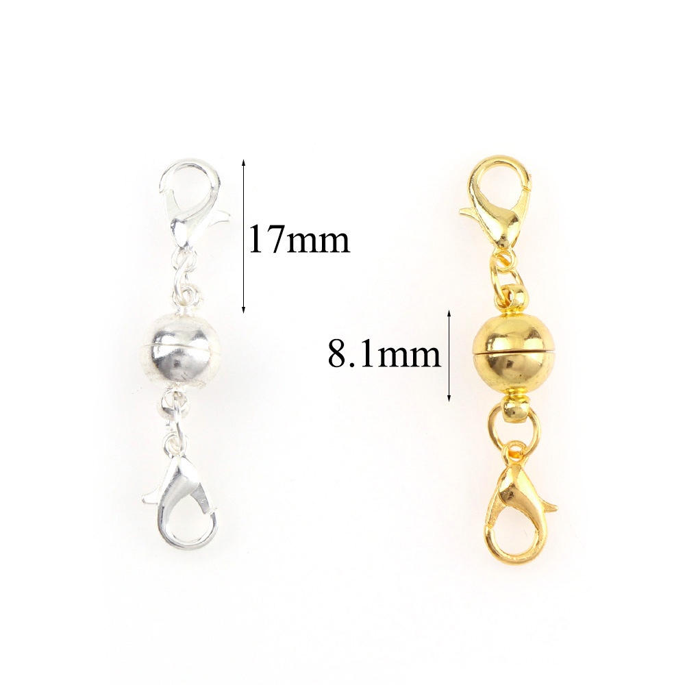 Five Pairs Fashion Stainless Steel Spherical Bracelet Magnetic Clasp / Round Necklace Connecting Clasp/ Lobster Clasp / Electroplated Colour Preserving Spherical Magnet Buckle Connector For Bracelet, Necklace, Anklet, Jewellery