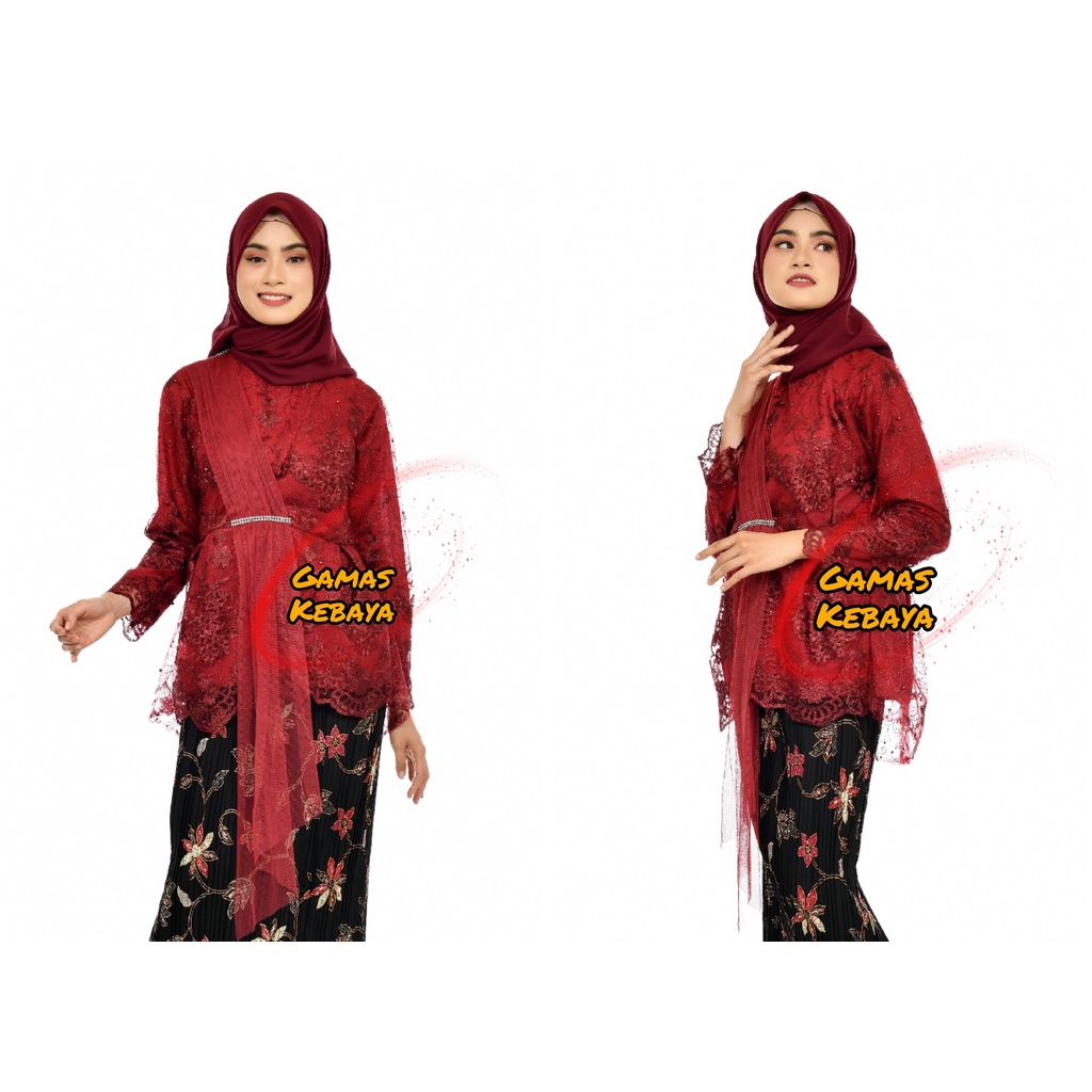 (REALPICT) ATASAN BLOUSE AMALIA SELENDANG MODERN ~ KEBAYA AURORA SELENDANG TILLE ~ SETELAN KEBAYA MODERN ~ KEBAYA AKAD