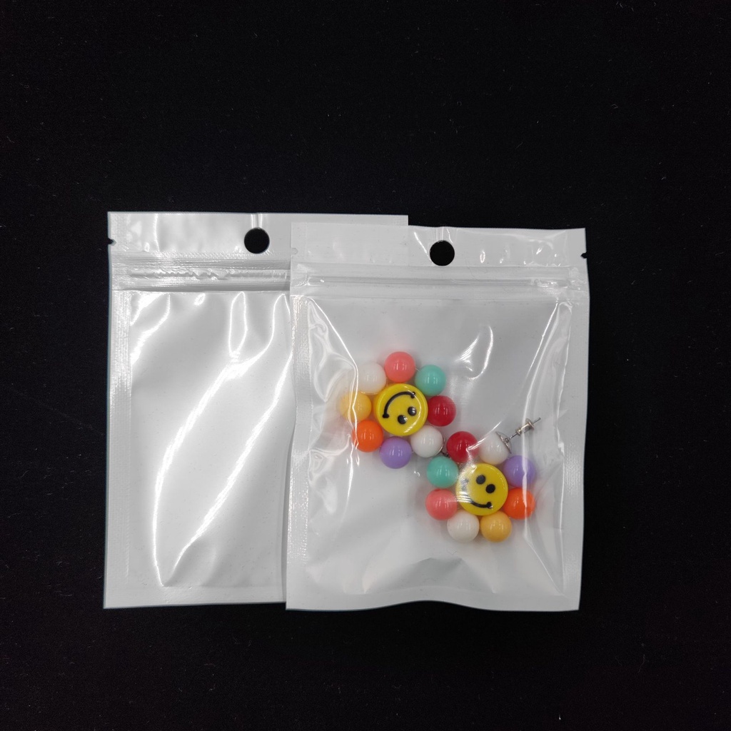 100pcs Kantong Plastik Ziplock Transparan Untuk Perhiasan / Anting / Handphone