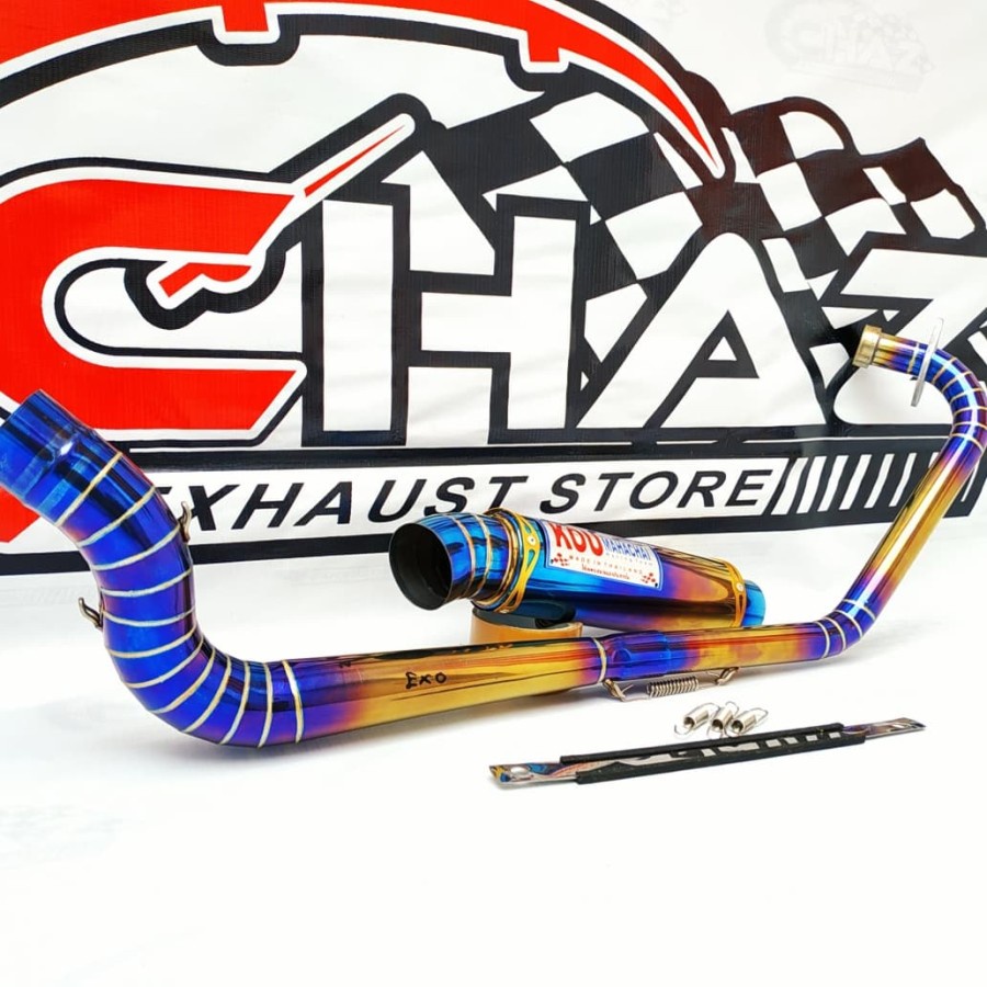 Knalpot Motor Racing Merk KOU MAHACHAI Vixion New - Vixion Old Cobra Style Twotone