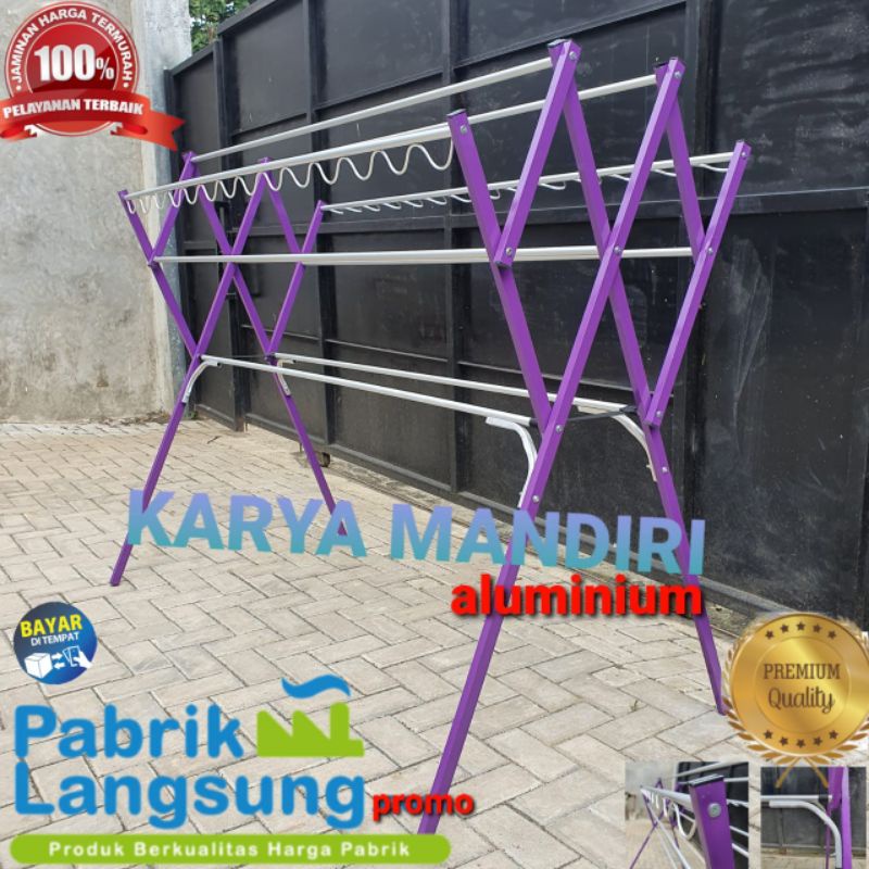 TURBO - Jemuran Baju Super Jumbo / Pakaian / Lipat / Aluminium Warna /180 CM / 1,8 Meter / Unggu