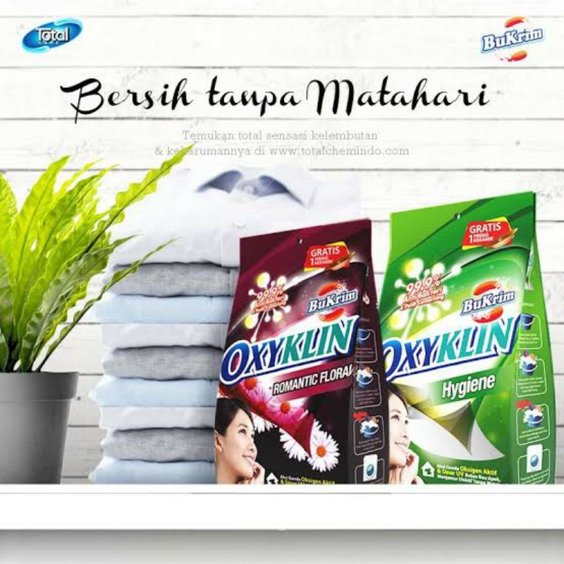 Bukrim Oxyklin detergent sabun cuci baju 800gr bonus piring keramik