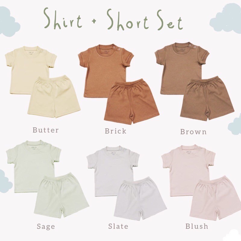 Cotton Cub Shirt + Short Set - Setelan Baju Tidur Anak Kecil Bayi Celana Pendek Lengan Pendek