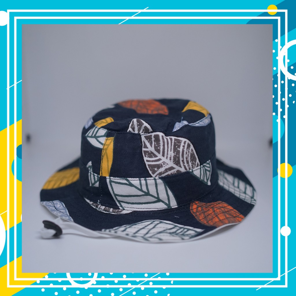 Topi Anak dan Balita / Rimba / Bucket / Motif Dedaunan / Berbagai Variasi / Dengan Tali / Kanvas-1