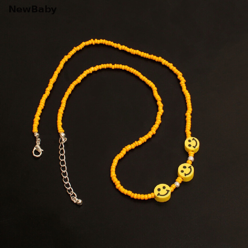 Kalung Choker Gaya Bohemia Aksen Manikmanikwajah Tersenyum Warnawarni Untuk Hadiah Bayi Perempuan