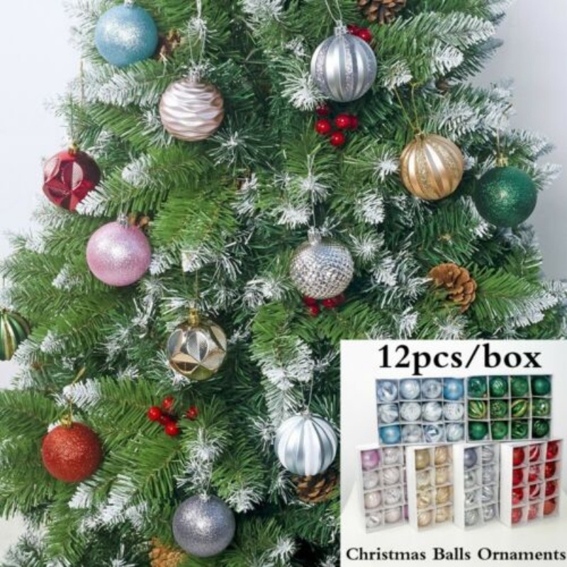 [Christmas Products] 12Pcs /Set Christmas Tree Decorations Balls Bauble