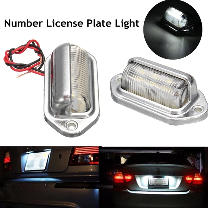 (LUCKID) 1pc Lampu Led 6smd Plat Nomor Warna Krom Untuk Interior Mobil / Kapal / RV