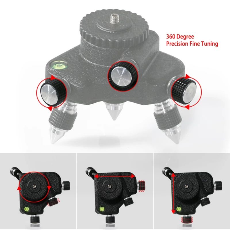 360° Bracket Dudukan Laser Level 3d 12 Line Rotary Base Tripod Adapter Ukuran 1/4 Inch Untuk Laser Level