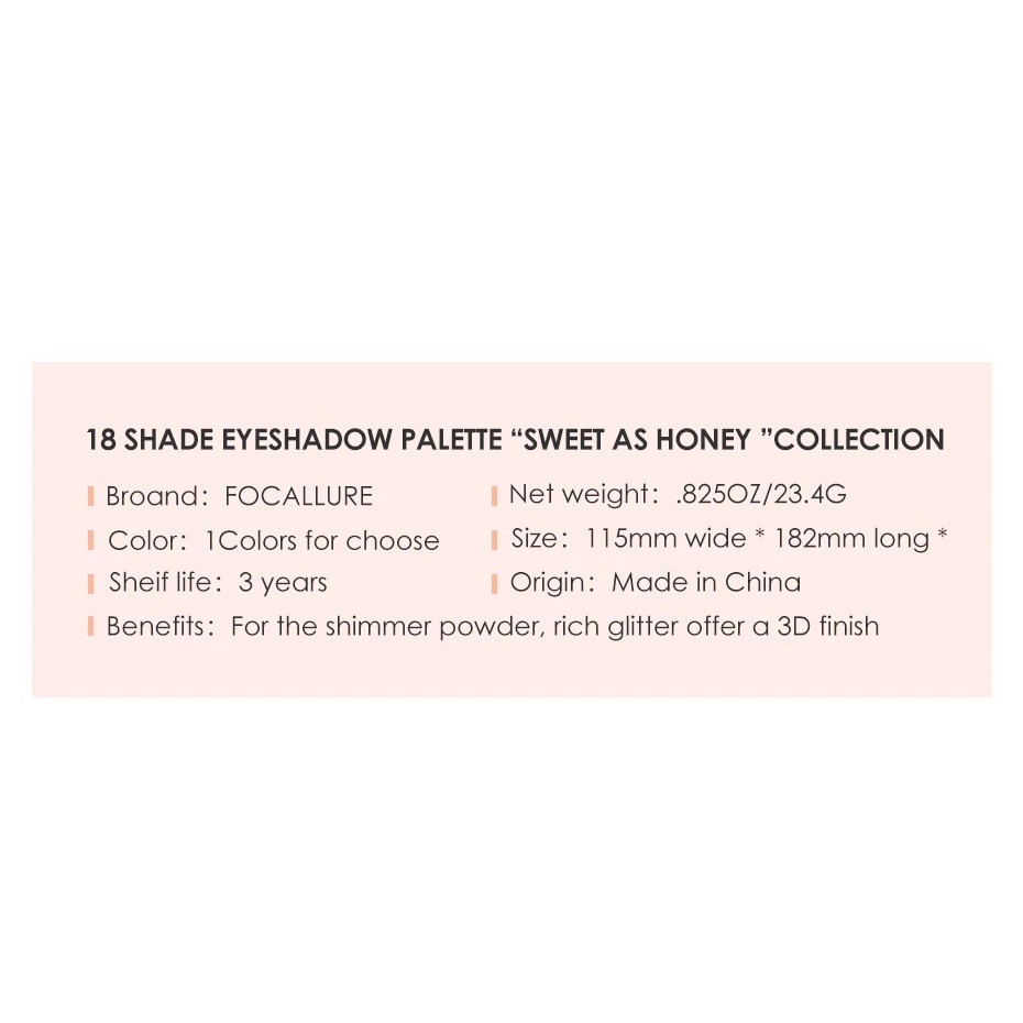 Focallure 18 Color Eyeshadow Sweet As Honey Eyeshadow Palette Focallure Eyeshadow Matte Focallure Eyeshadow Shimmer Focallure Palet Eyeshadow Focallure Focallur Focalure Fucallure Foccalure