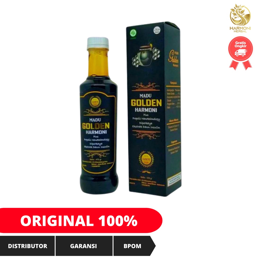 Madu Hitam Pahit GOLDEN HARMONI | GOLDEN 460 Gr | GOLDEN HARMONI Plus Propolis