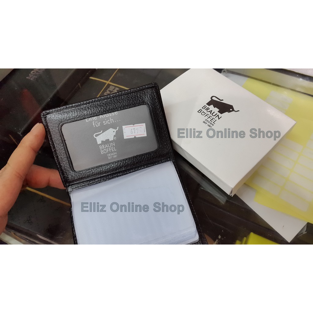 CARD HOLDER DOMPET KARTU KULIT BB 677 dengan Slot Uang Kertas - Hitam