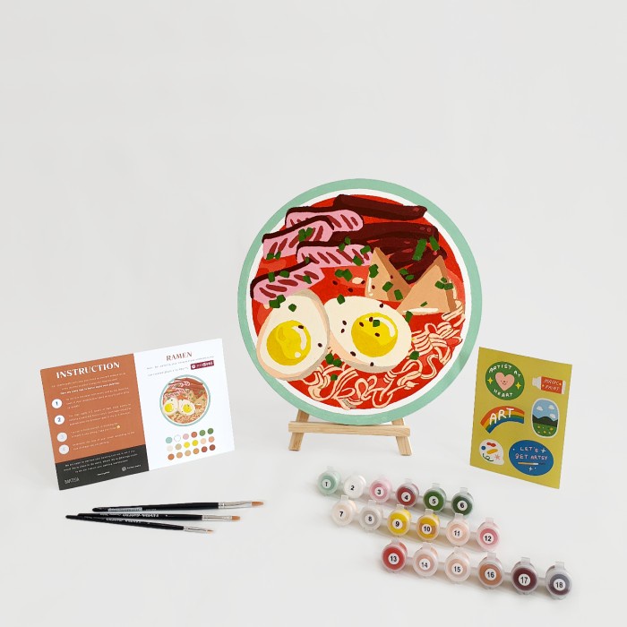 

(TERLARIS) DIY Paint By Number Kit : Ramyeon (Round Canvas)