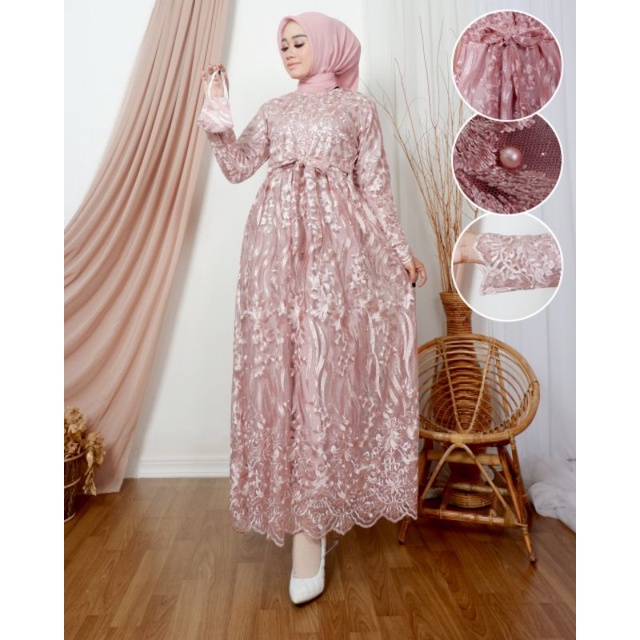 GAMIS TILLE BUSUI PREMIUM | BAHAN TILLE BORDIR PREMIUM | By Aleeta Kebaya