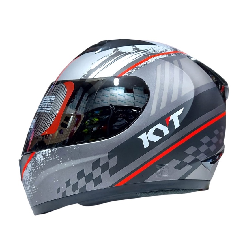 Helm KYT R10 Motif Seri 4 Black Red Gunmet Doff Full Face ORIGINAL