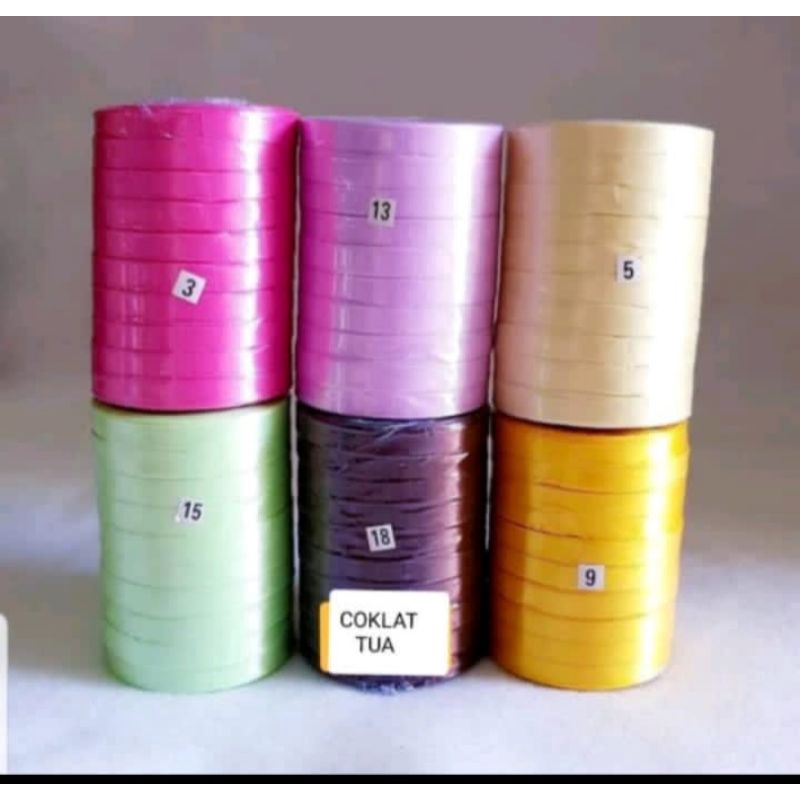 PITA SATIN POLOS TW LEBAR 1CM HARGA PER ROLL ISI 18 METER