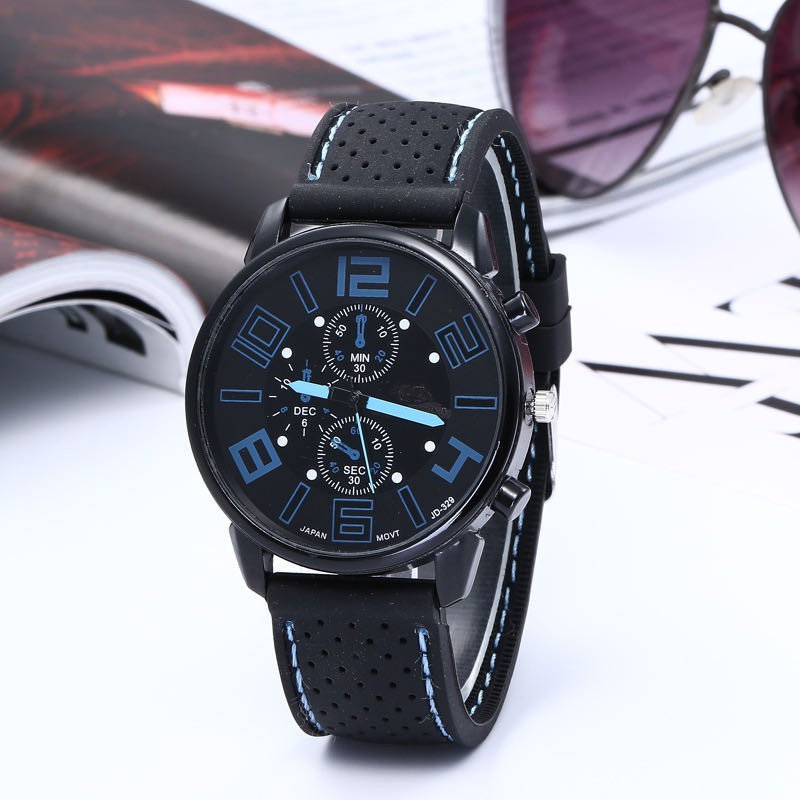 Jam Tangan Quartz Dial Besar Strap Silikon/Jam Tangan Pria Quartz Analog Terbaru Import