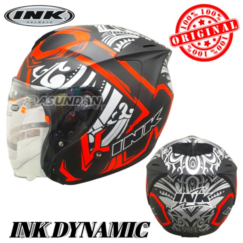 HELM INK DYNAMIC MOTIF #3 BLACK DOFF/RED  HALF FACE