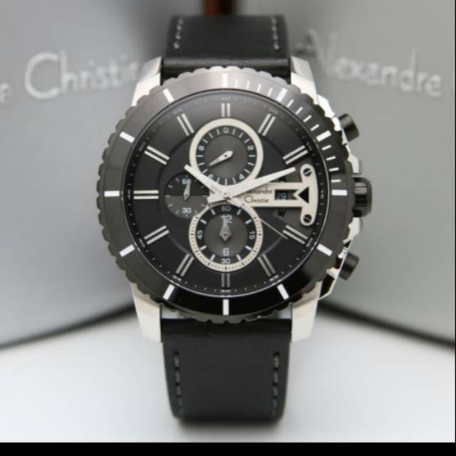 Jam pria ALEXANDRE CHRISTIE AC6527 HITAM SILVER