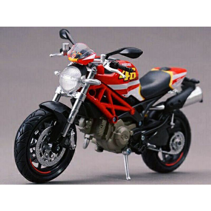 Diecast Motor skala 1/12 Superbike Ducati monster 796 Valentino Rossi VR46 miniatur motor