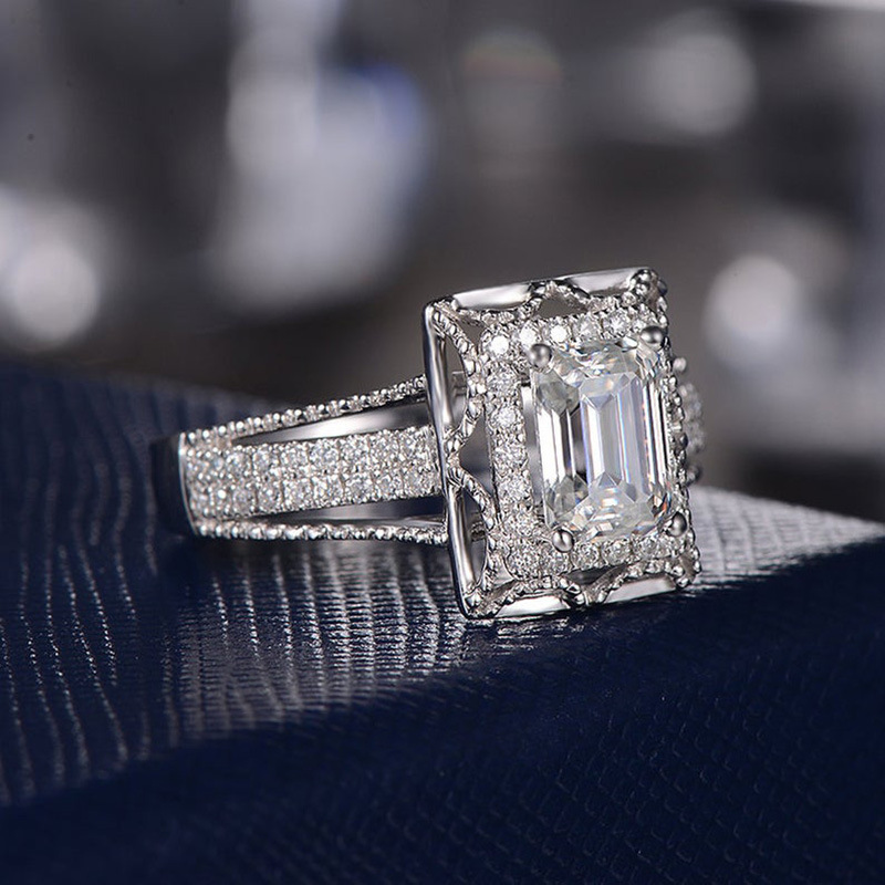 Cincin Kasual Berlian Wanita Kristal Mewah S925 Perak Aksesoris Fashion Perhiasan Silver Rings