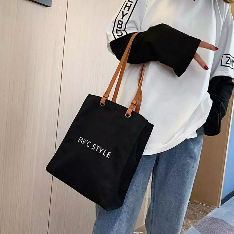 dem_sare / DS1027 - EACVS STYLE TAS WANITA REMAJA TOTEBAG KANVAS KEKINIAN TOTE BAG VINTAGE RESLETING CASUAL GAYA TERBARU 2020 TAS TOTE BAG WANITA POPULER