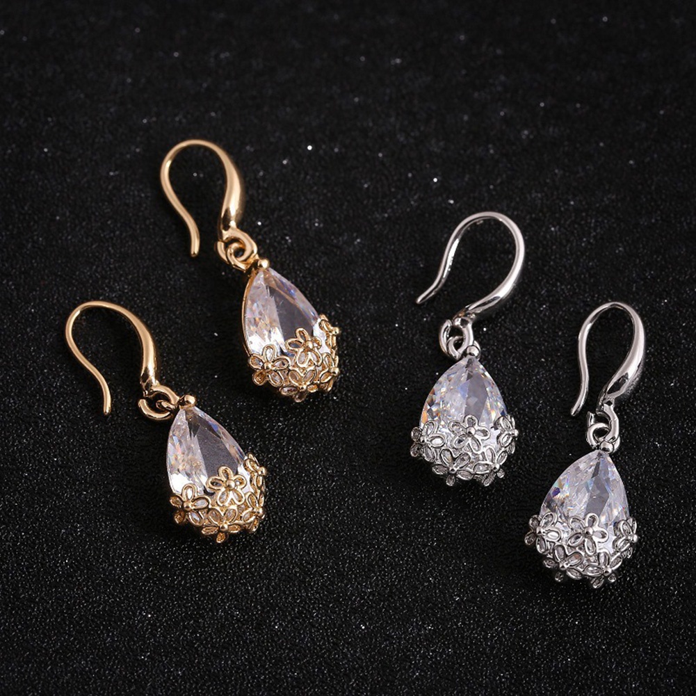Hu Hu Hu Hu Hu Alat Bantu Pasang Kacamata♡ Anting Kait Gantung Wanita Desain Tetesan Airbunga Hias Cubic Zirconia Gaya Elegan Untuk Hadiah