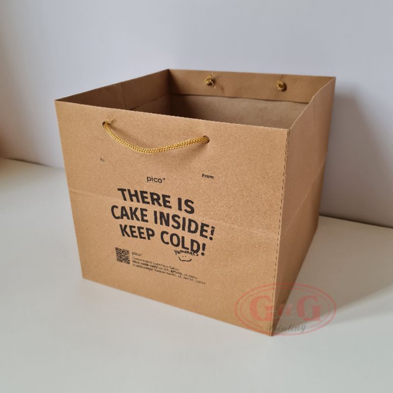 

Paper Bag Custom Print / Paper Bag Sablon / Kotak Nasi / Kue / Cake / 24x24x24 / Min. 100pcs