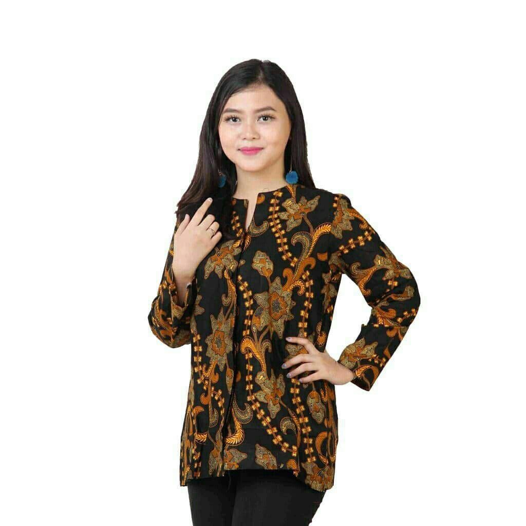 Blus Batik Baju Atasan Wanita Model Unik Cantik Seragam Guru PNS Formal Kantor Kerja Bank Pegawai 07