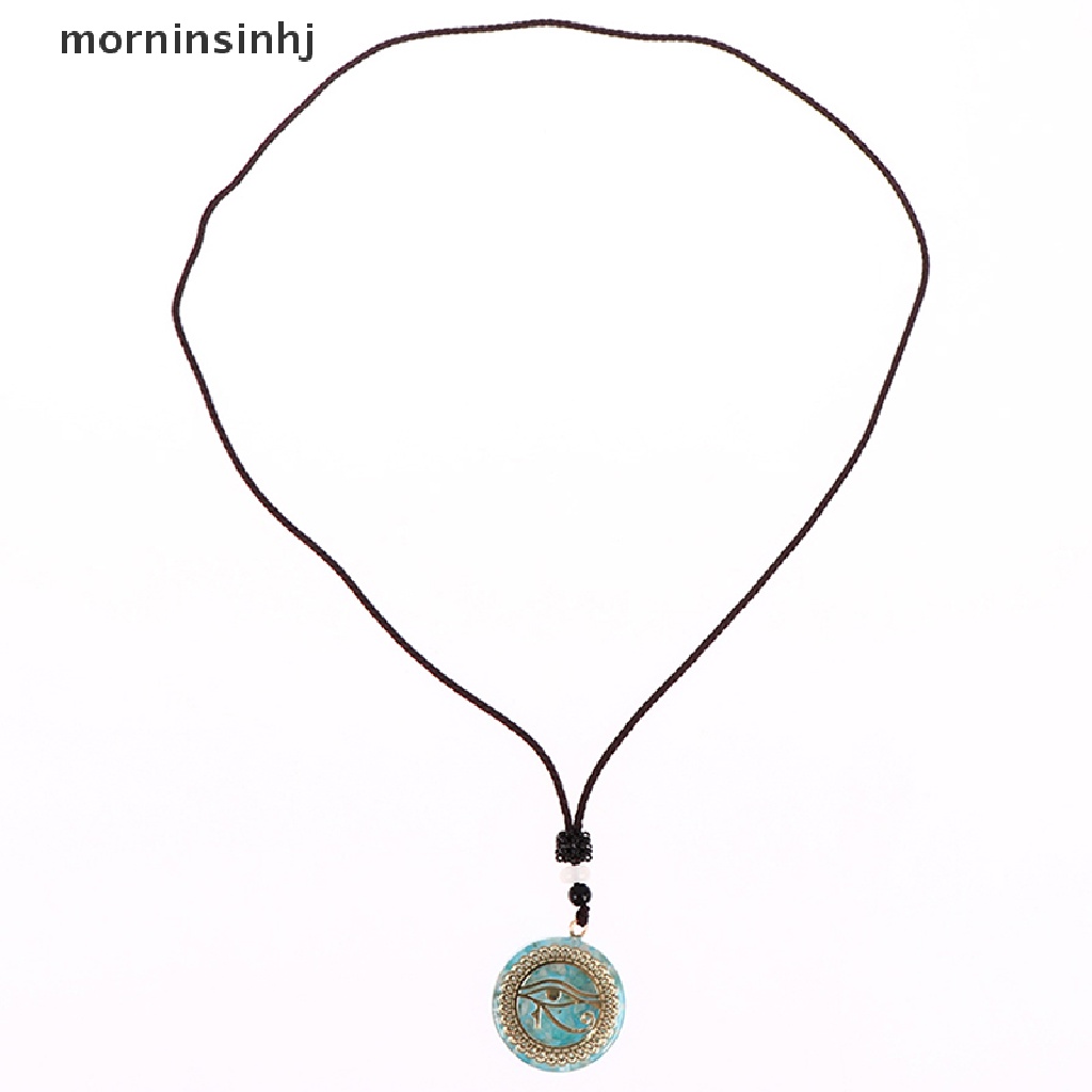 Mornin 1pc Kalung Rantai Liontin Mata Horus Amazonite Untuk Pria / Wanita