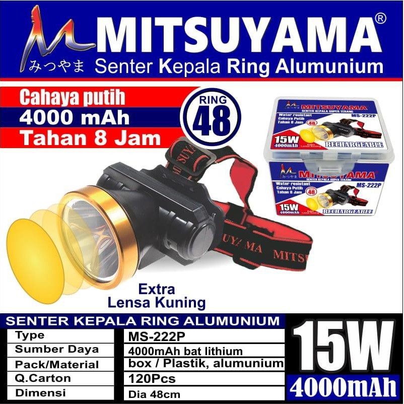 COD Senter Kepala Led 15 Watt Mitsuyama MS-222 Super Terang