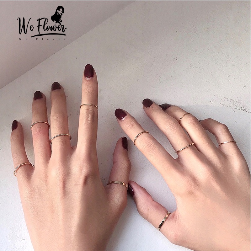 We Flower 10PCs Chic Knuckle Stackable Rings Set for Women Girls Fashion Finger Jewelry