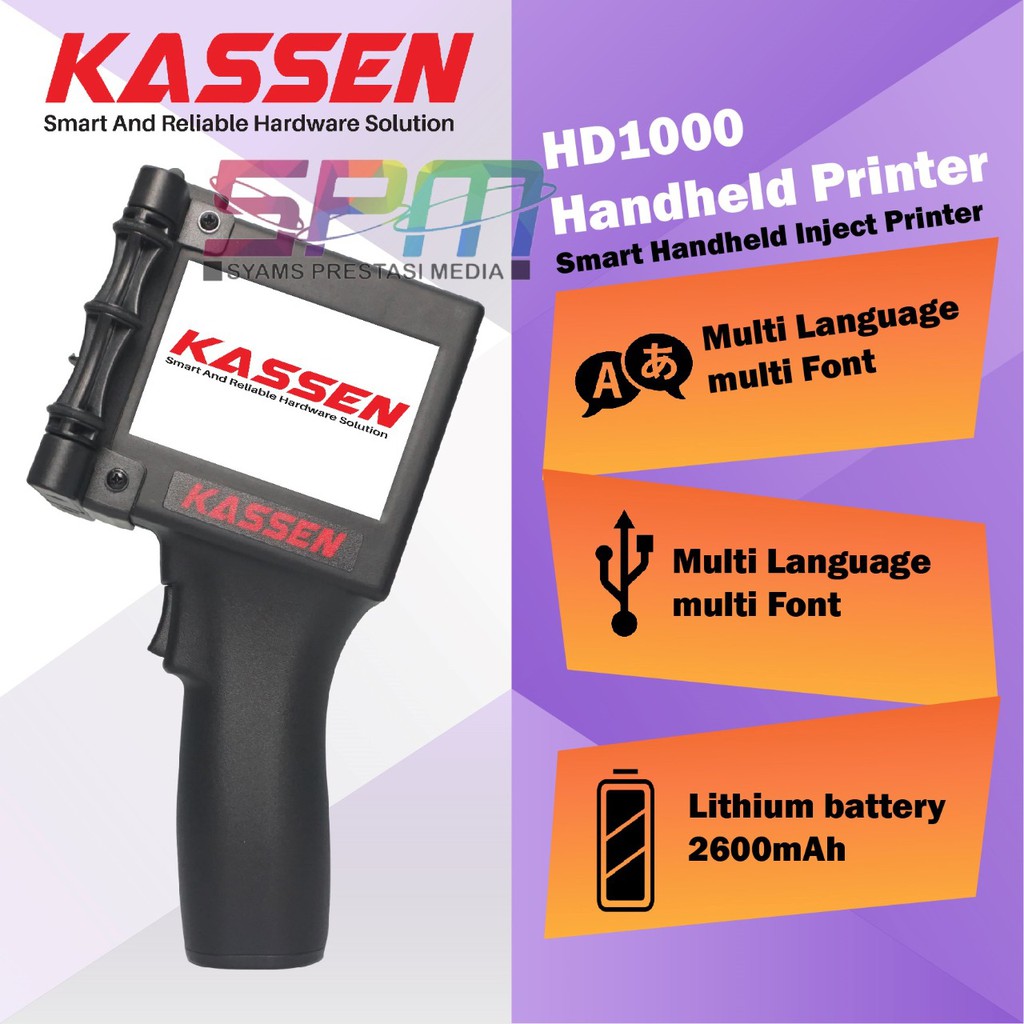Kassen HD1000 - Smart Handheld Inkjet Portable Printer Tangan Cetak Expired Date dll