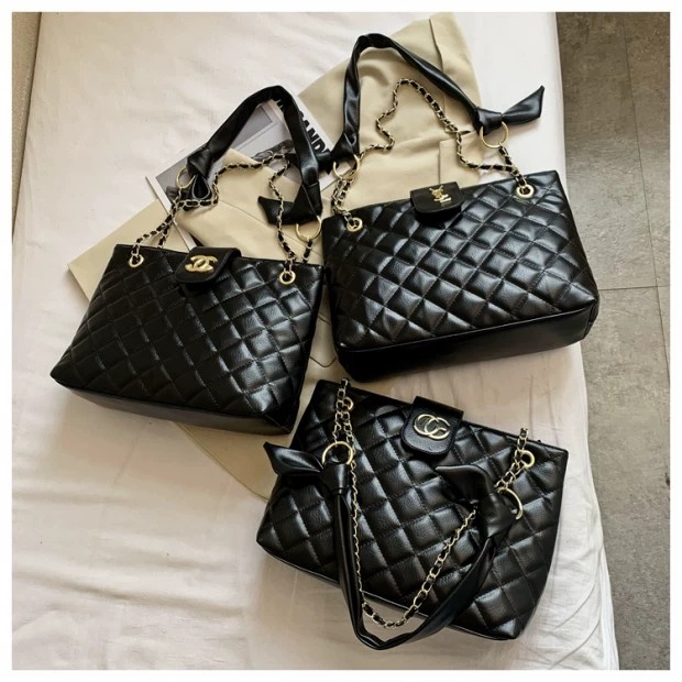 CR 7597 RISCE TAS TOTE BLACK KULIT IMPORT WANITA CEWEK PEREMPUAN JAKARTA BATAM