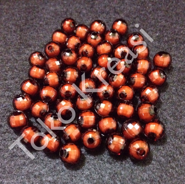 Mote / Manik lampion isi 8mm warna coklat