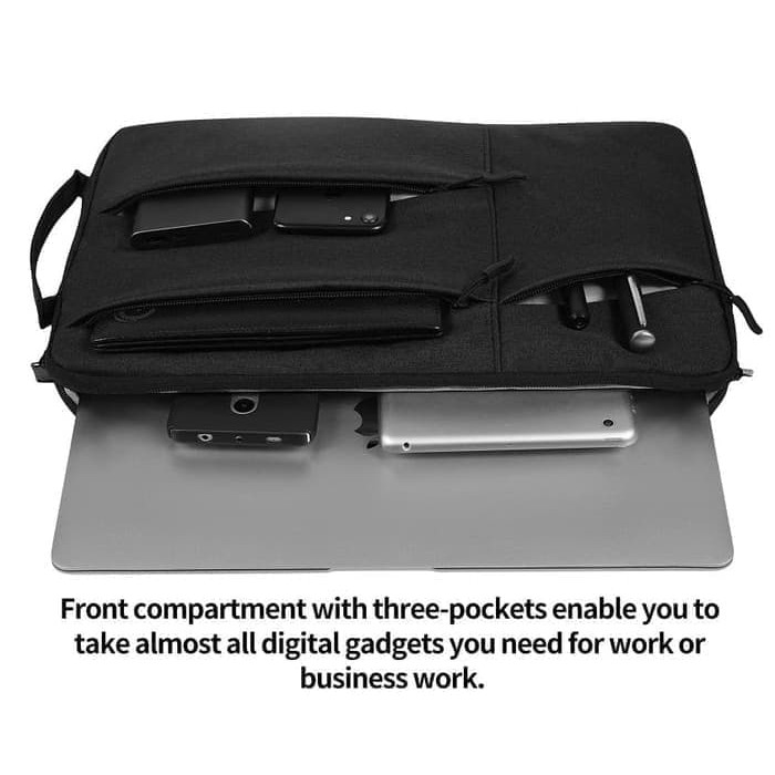 Tas macbook Jinjing Pocket Black Nylon Waterproof 13 inch